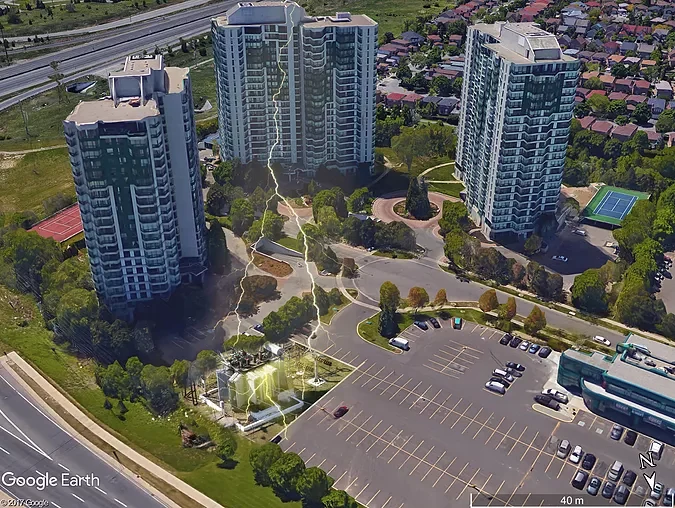 Illustration of a transit power substation near Kingsbridge residential buildings